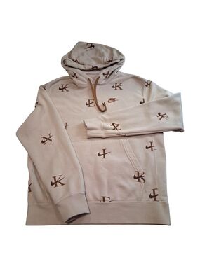 Nike Monogram Print Hoodie Beige Tan Brown Size Small